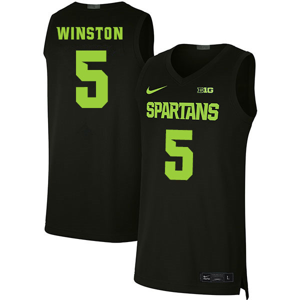 2020 Men #5 Cassius Winston Michigan State Spartans College Basketball Jerseys Sale-Black